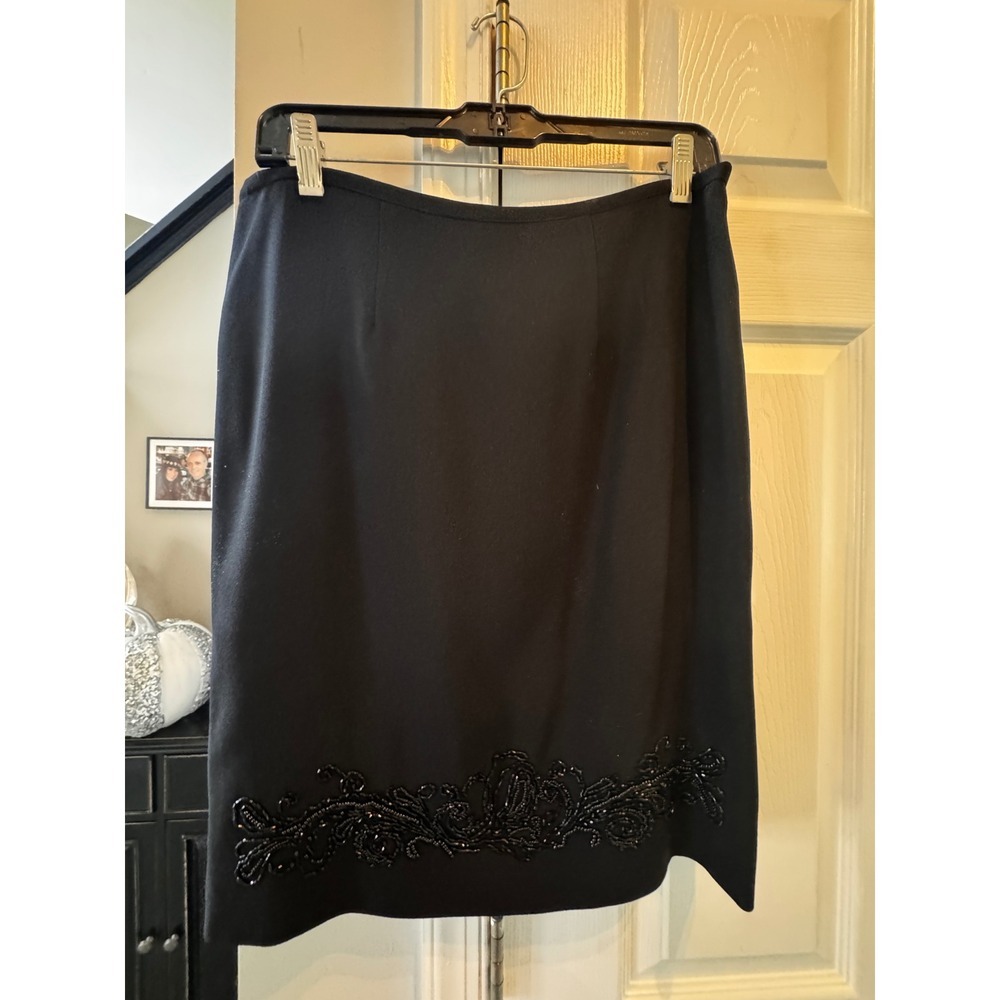 Liz Claiborne Petite Black Beaded Embellished Pencil‎ Skirt 6